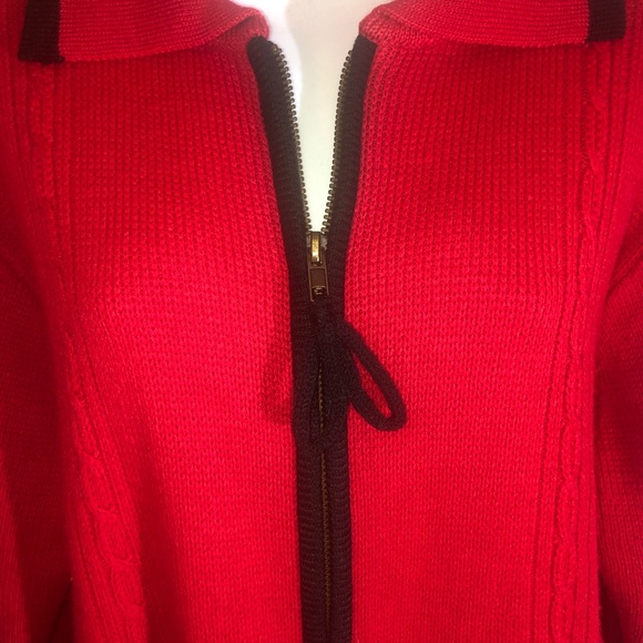 Crystal Kobe Zippered Red Knitted Cardigan - Picture 3 of 12